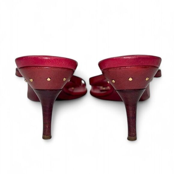 Authentic GUCCI Burgundy Interlocking GG Logo Mules Size 7.5 - Picture 13 of 16